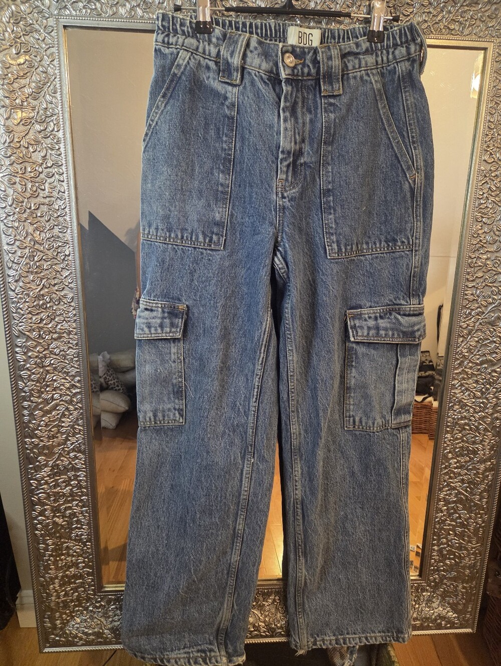BDG Urban Outfitters Wide Leg Skate Cargo Jeans Medium Wash Denim 28W 32L